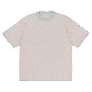 Sand with Powder Trim Knitted classic tee - Wear with style
