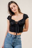 Satin Tie-Front Ruffle Bustier Crop Top - Wear with style