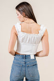 Satin Tie-Front Ruffle Bustier Crop Top - Wear with style
