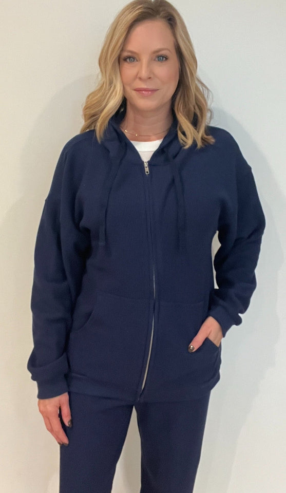 Saturdays Waffle Hoodie-Navy - Wear with style