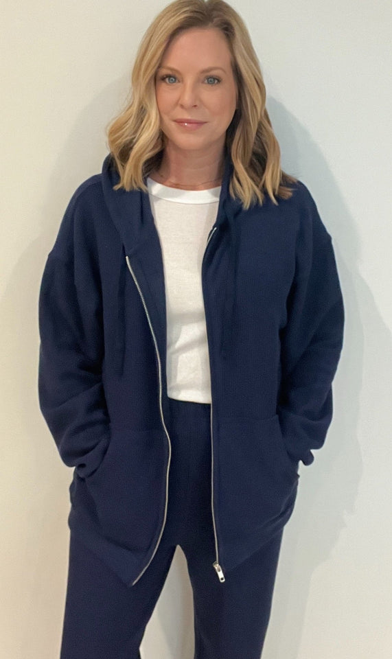 Saturdays Waffle Hoodie-Navy - Wear with style