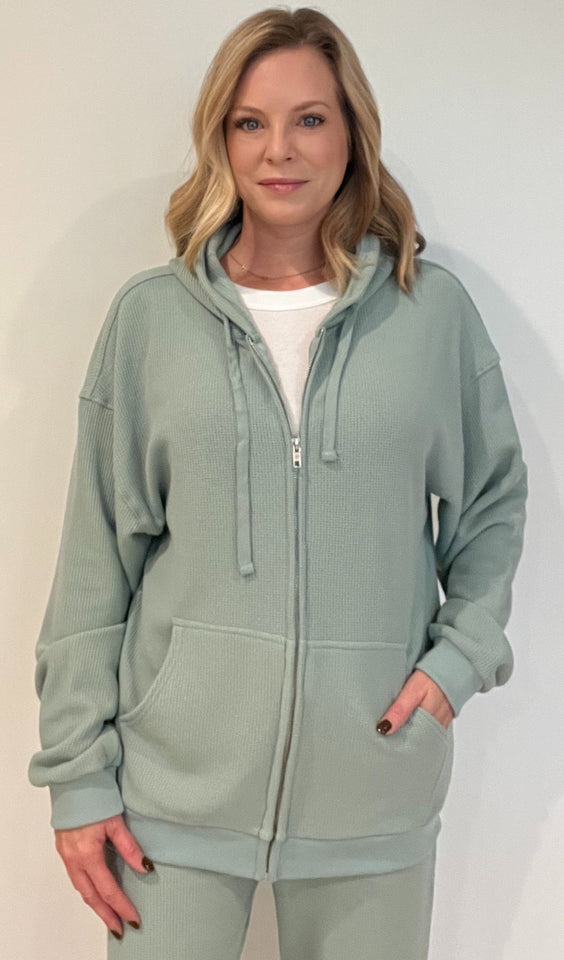Saturdays Waffle Hoodie-Sage - Wear with style
