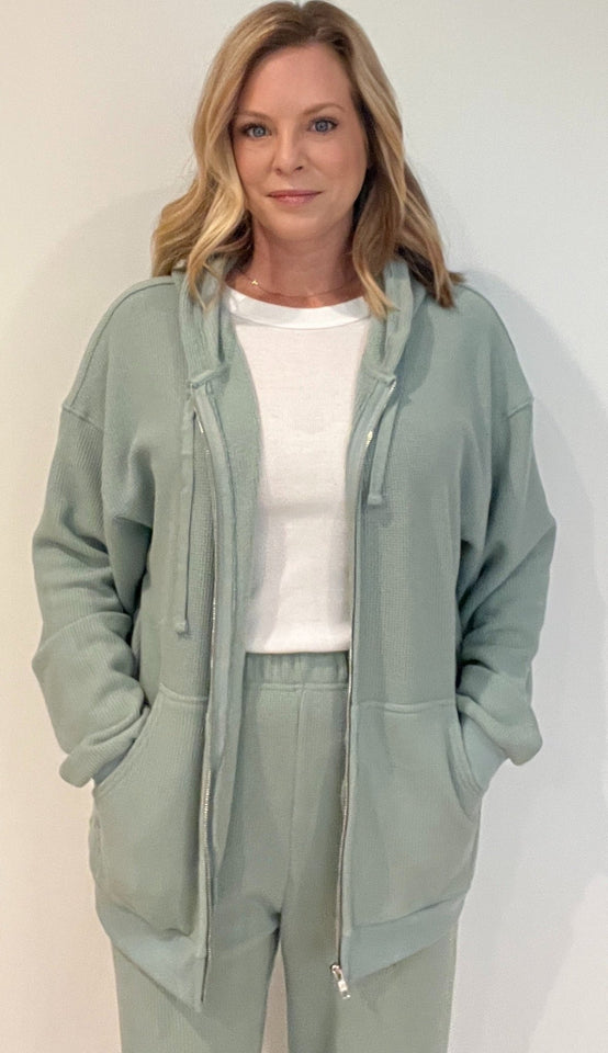 Saturdays Waffle Hoodie-Sage - Wear with style