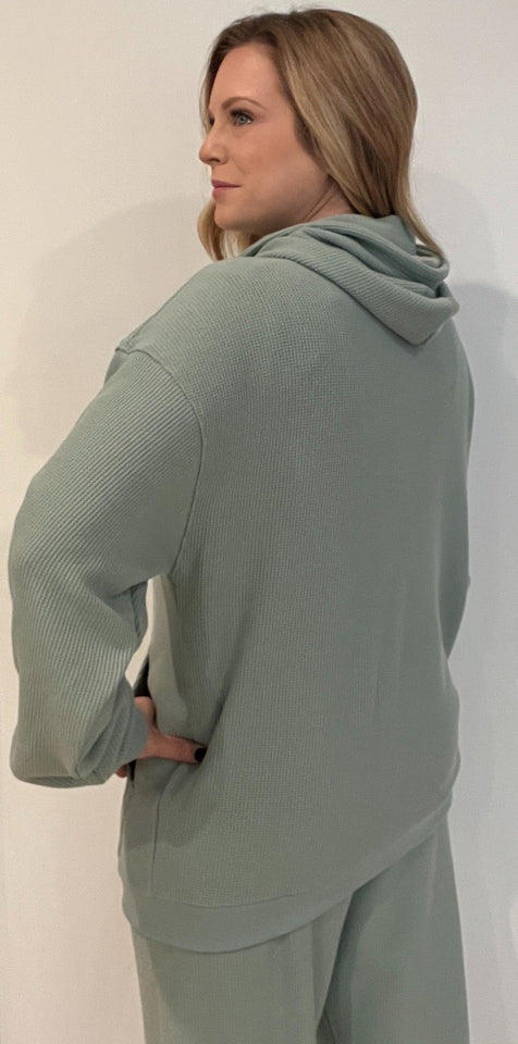 Saturdays Waffle Hoodie-Sage - Wear with style