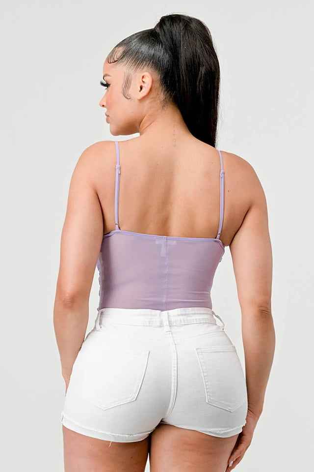 SEXY MESH CHEVRON PATTERN BODYSUIT - Wear with style