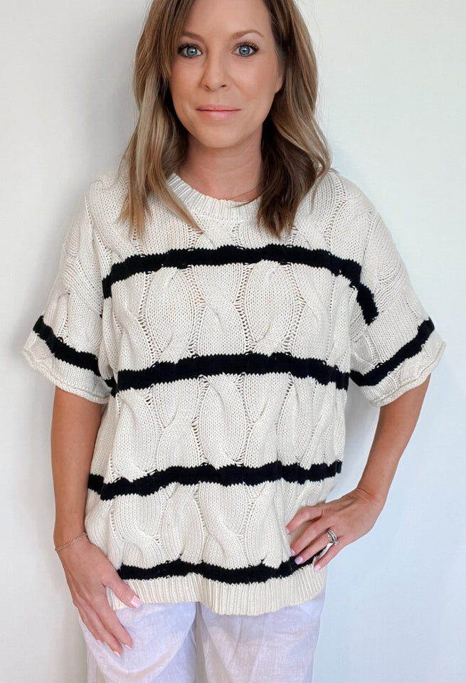 Shoreham Stripe Cable Knit Sweater - Wear with style