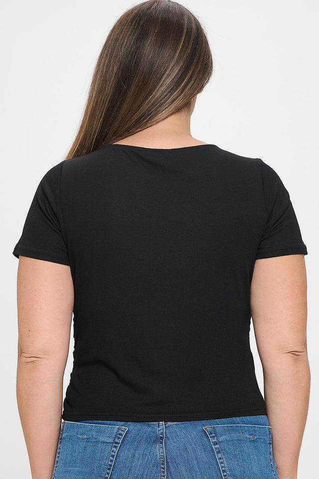 Short Sleeve Boat Neck Ruched Top - Wear with style