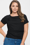 Short Sleeve Boat Neck Ruched Top - Wear with style