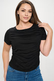Short Sleeve Boat Neck Ruched Top - Wear with style