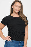 Short Sleeve Boat Neck Ruched Top - Wear with style