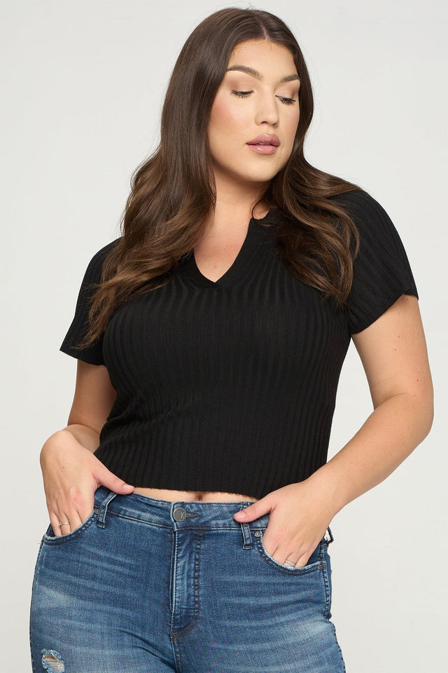 Short Sleeve Ribbed Top - Wear with style