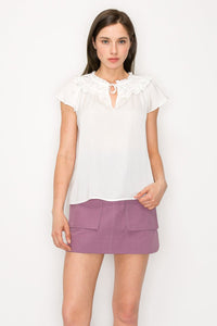 Short sleeves baby doll top with key hole design - Wear with style