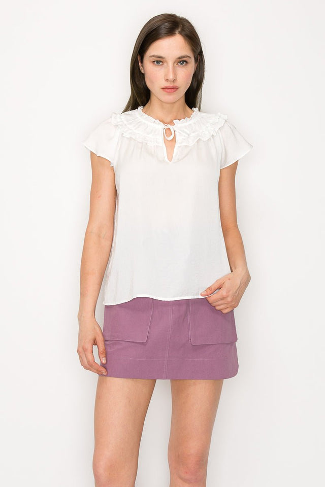 Short sleeves baby doll top with key hole design - Wear with style