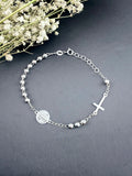 Silver .925 Rosary bracelet | sterling silver Catholic bracelet with cross - Wear with style