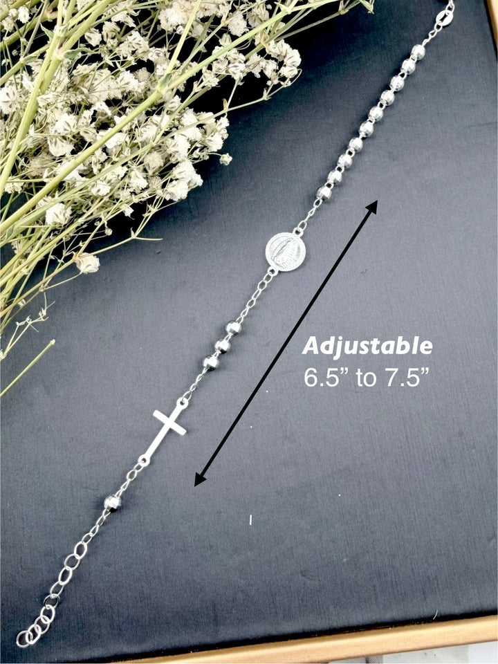 Silver .925 Rosary bracelet | sterling silver Catholic bracelet with cross - Wear with style