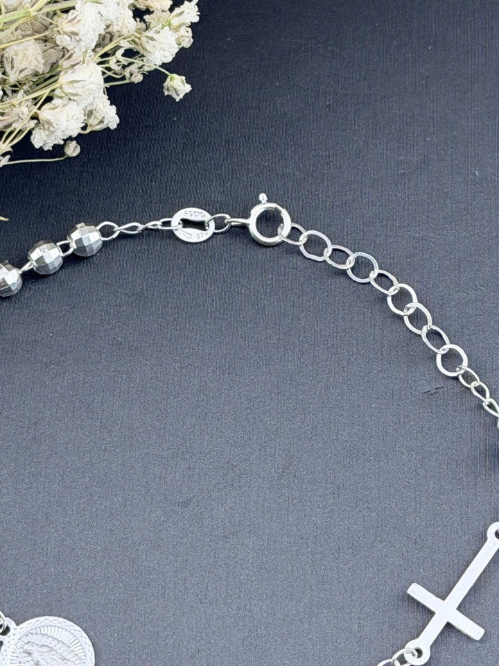 Silver .925 Rosary bracelet | sterling silver Catholic bracelet with cross - Wear with style