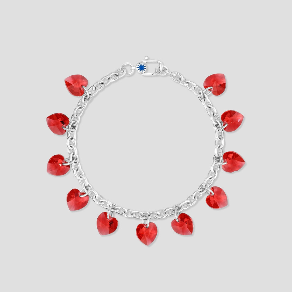 Silver Red Heart Bracelet - Wear with style