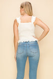 Sleeveless Back Smocking Crop Top - Wear with style