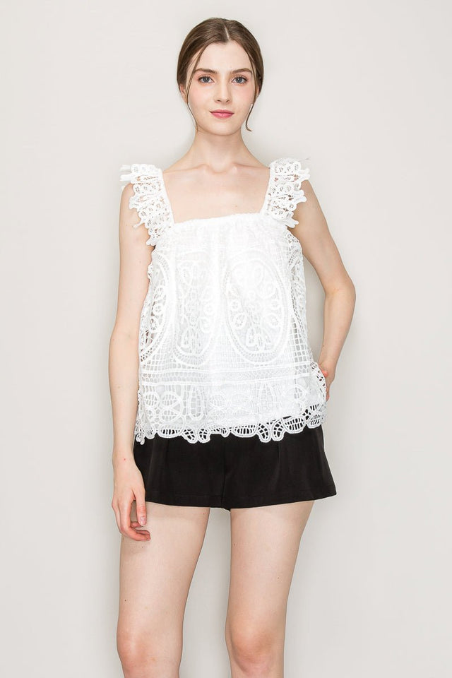 Sleeveless Linen Lace Top - Wear with style