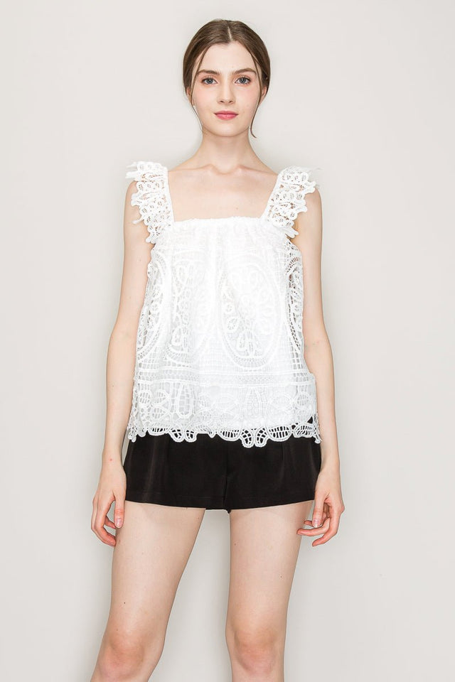 Sleeveless Linen Lace Top - Wear with style