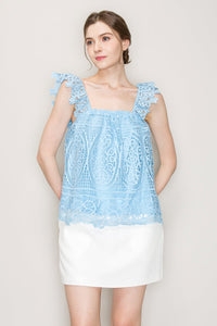 Sleeveless Linen Lace Top - Wear with style