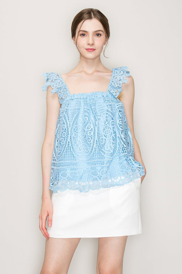 Sleeveless Linen Lace Top - Wear with style