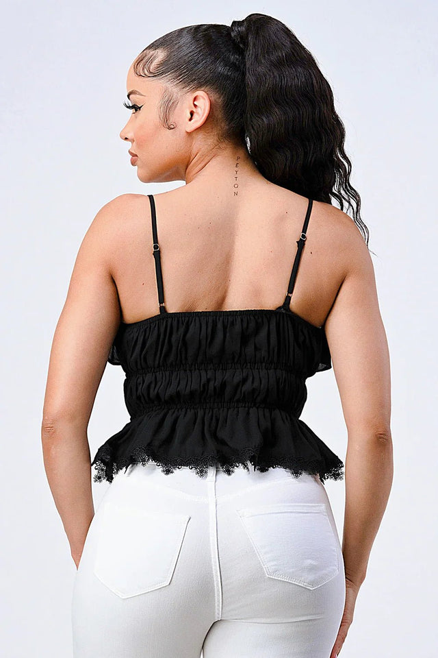 SMOCKED RUFFLED SWEETHEART TOP - Wear with style