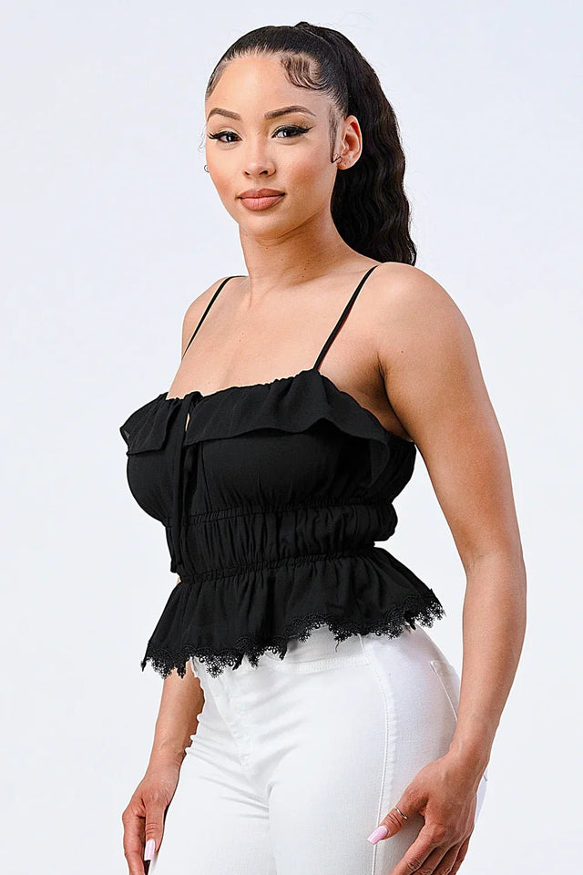 SMOCKED RUFFLED SWEETHEART TOP - Wear with style
