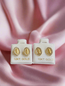 Solid 10K Gold Virgin Mary Earrings, virgencita gold earrings - Wear with style