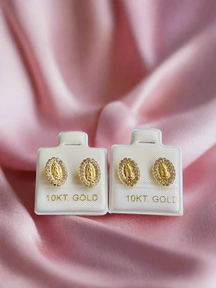 Solid 10K Gold Virgin Mary Earrings, virgencita gold earrings - Wear with style