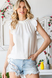 SOLID RUFFLE MOCK NECK BLOUSE - Wear with style
