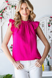 SOLID RUFFLE MOCK NECK BLOUSE - Wear with style