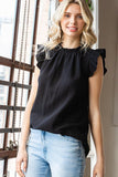 SOLID RUFFLE MOCK NECK BLOUSE - Wear with style