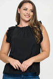 Solid Sleeveless Ruffle Trim Top - Wear with style
