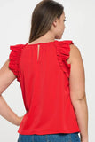 Solid Sleeveless Ruffle Trim Top - Wear with style