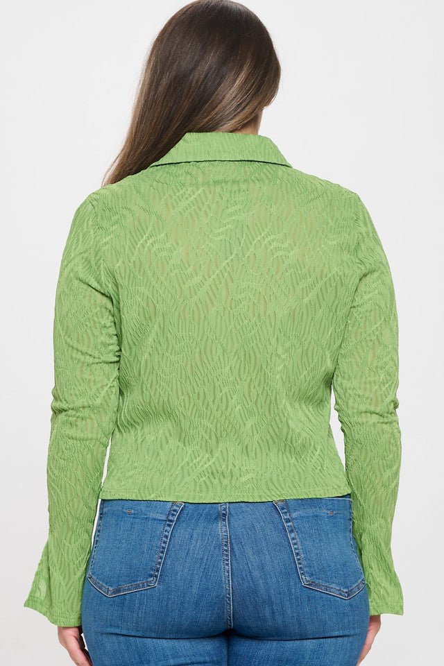 Solid Textured Long Sleeve Top - Wear with style