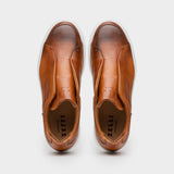 65-225-CGN SPETTACOLARE Italian Pebble Grain Calfskin Sneakers Cognac