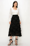 Square Neck Long Sleeve Waist Smocking Stripe Satin Top - Wear with style
