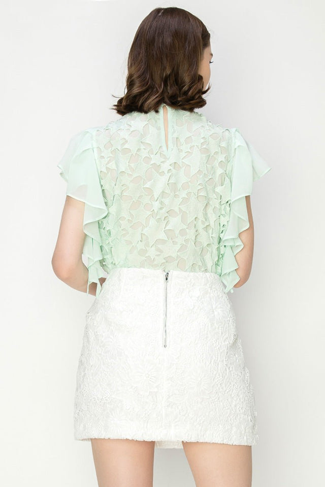 Star Cutwork Butterfly Short Sleeve Top - Wear with style