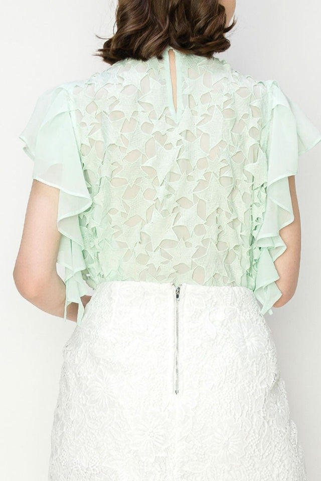 Star Cutwork Butterfly Short Sleeve Top - Wear with style