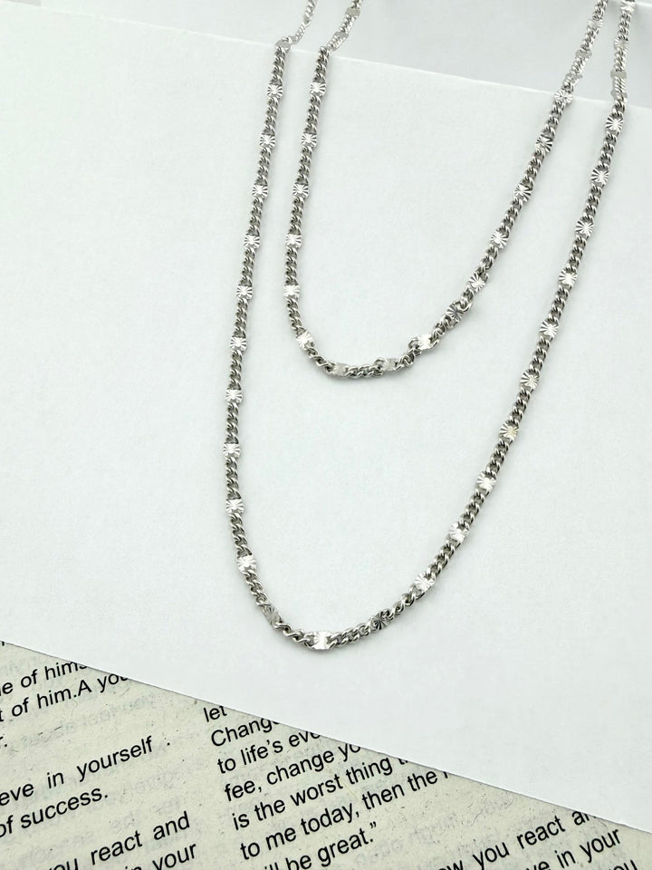 Sterling Silver 925 Diamond - Cut Curb Chain Necklace - Cadena de plata .925 estilo espejo - Wear with style