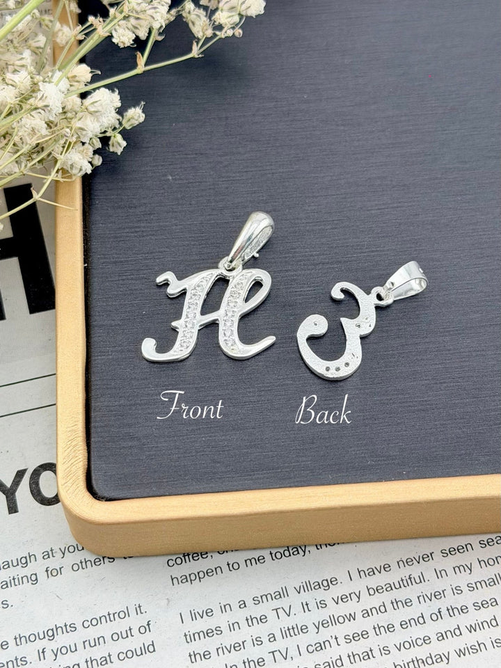 Sterling Silver 925 Initial Letter Pendant with CZ | Dijes de plata 925 | - Wear with style