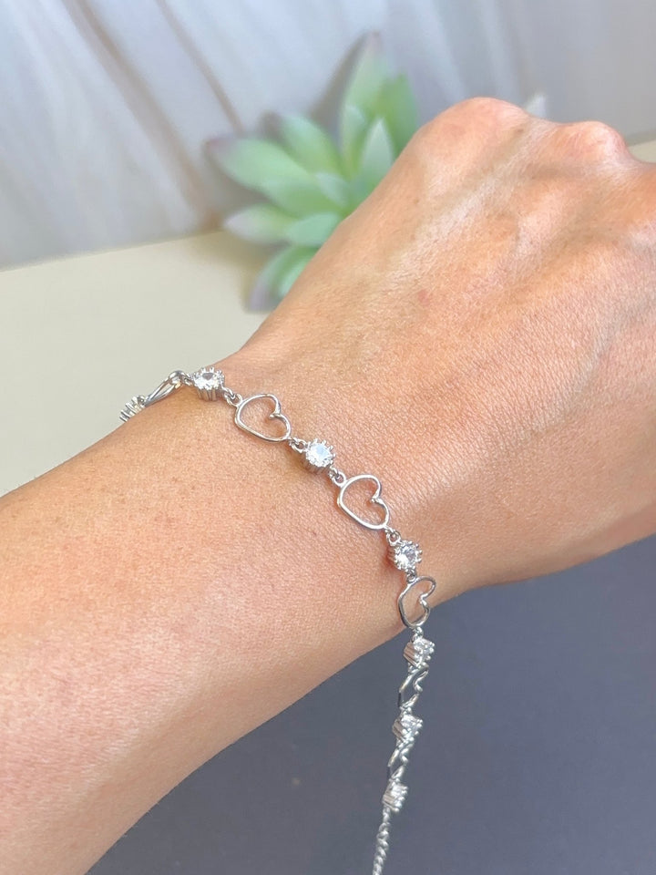 Sterling silver 925 open hearts bracelet | silver 925 link bracelet | Pulseras de plata 925 | pulseras de corazones para mujer - Wear with style