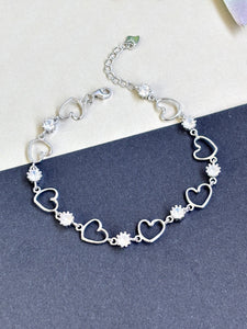 Sterling silver 925 open hearts bracelet | silver 925 link bracelet | Pulseras de plata 925 | pulseras de corazones para mujer - Wear with style