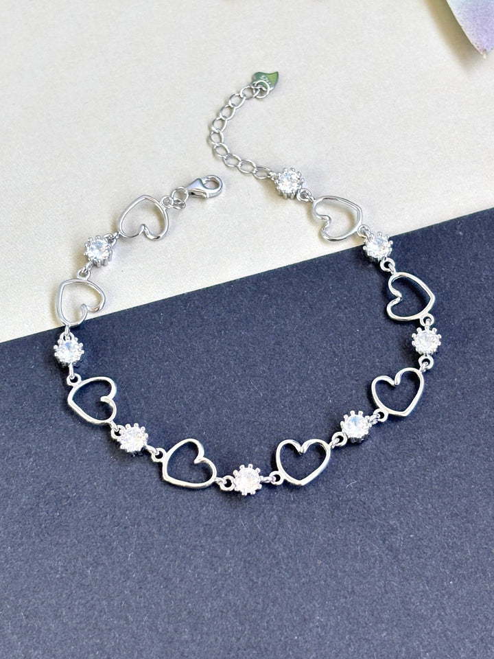 Sterling silver 925 open hearts bracelet | silver 925 link bracelet | Pulseras de plata 925 | pulseras de corazones para mujer - Wear with style