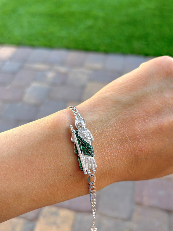 Sterling silver 925 Saint Jude bracelet, Religious jewelry - Wear with style