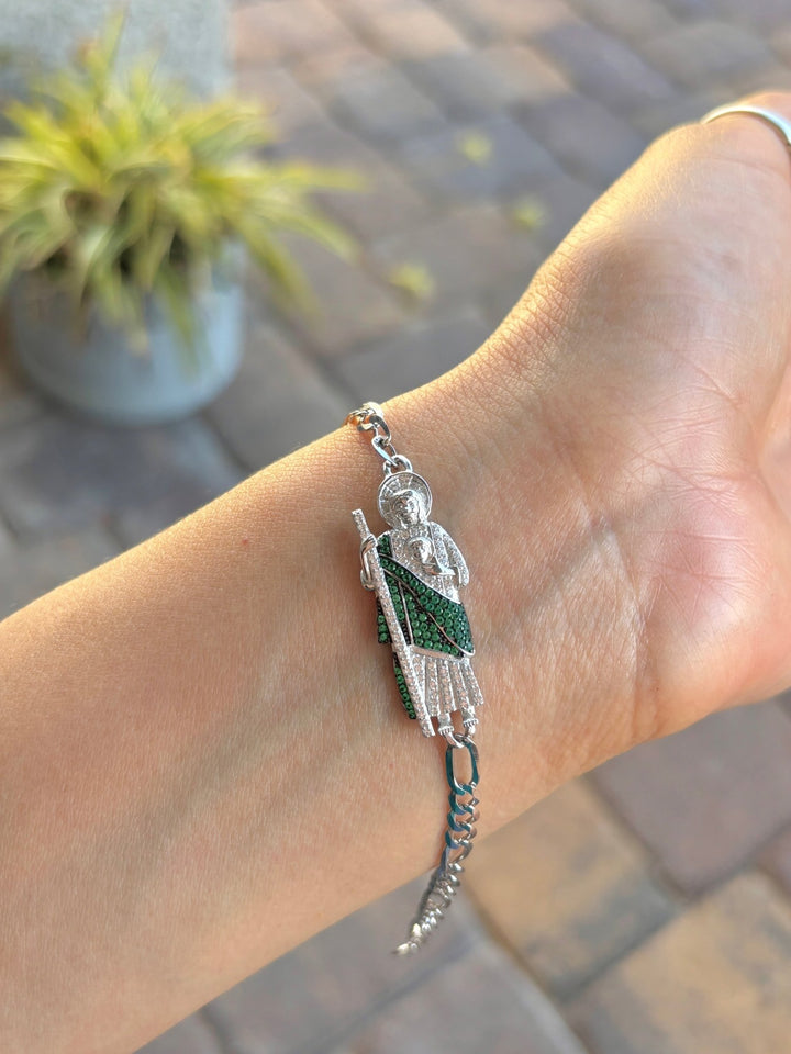 Sterling silver 925 Saint Jude bracelet, Religious jewelry - Wear with style