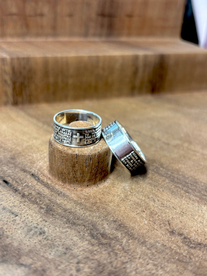 Sterling silver Lord’s Prayer | Anillos de plata 925 del padre nuestro | Silver 925 Unisex band ring - Wear with style