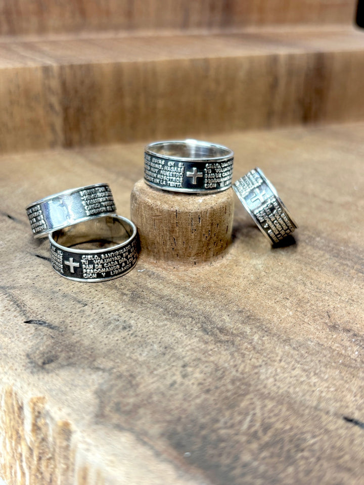 Sterling silver Lord’s Prayer | Anillos de plata 925 del padre nuestro | Silver 925 Unisex band ring - Wear with style
