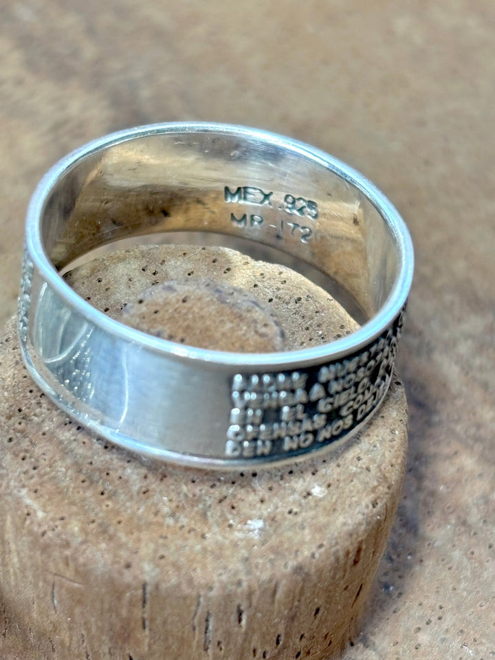 Sterling silver Lord’s Prayer | Anillos de plata 925 del padre nuestro | Silver 925 Unisex band ring - Wear with style